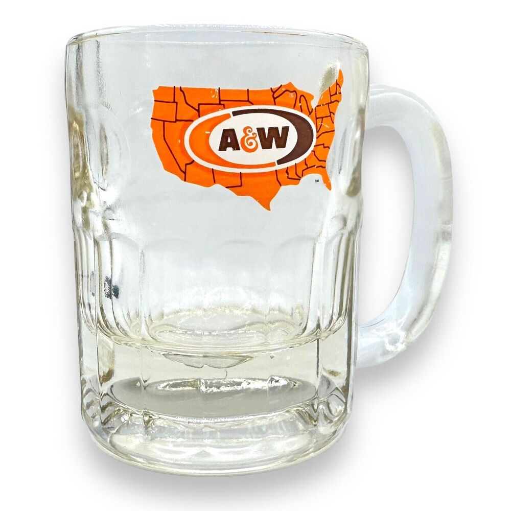 Vintage A&W Glass Mug Heavy 4” Root beer Nostalgia Retro Restaurant